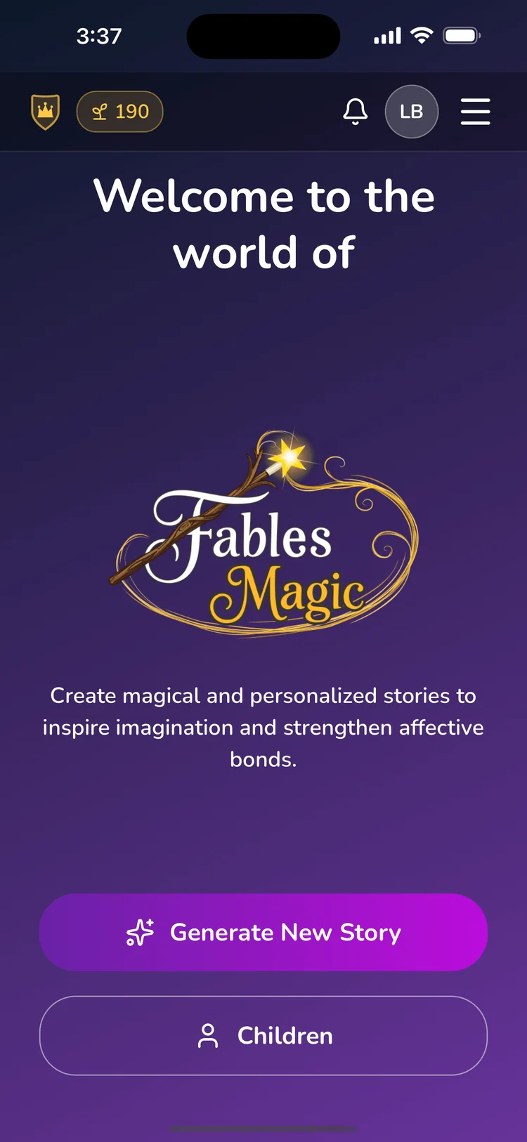Fables Magic - Tela Inicial